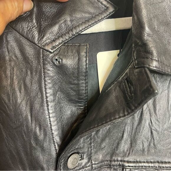 $768 Zadig & Voltaire Crinkle Leather Jacket NWT XXL  missing one button - Picture 5 of 11